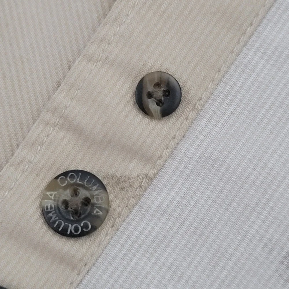 Columbia Button Down Shirt Men XL Tan Deer Elk Nature Print Long Sleeve Cabin - Picture 11 of 13